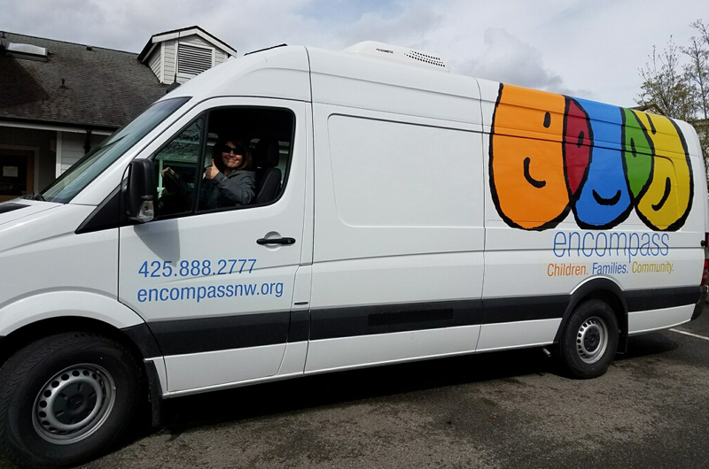 Nela driving the Mobile Therapy Unit