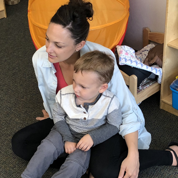 Boy and his mom